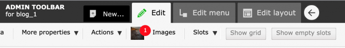 Admin toolbar with new Images tab